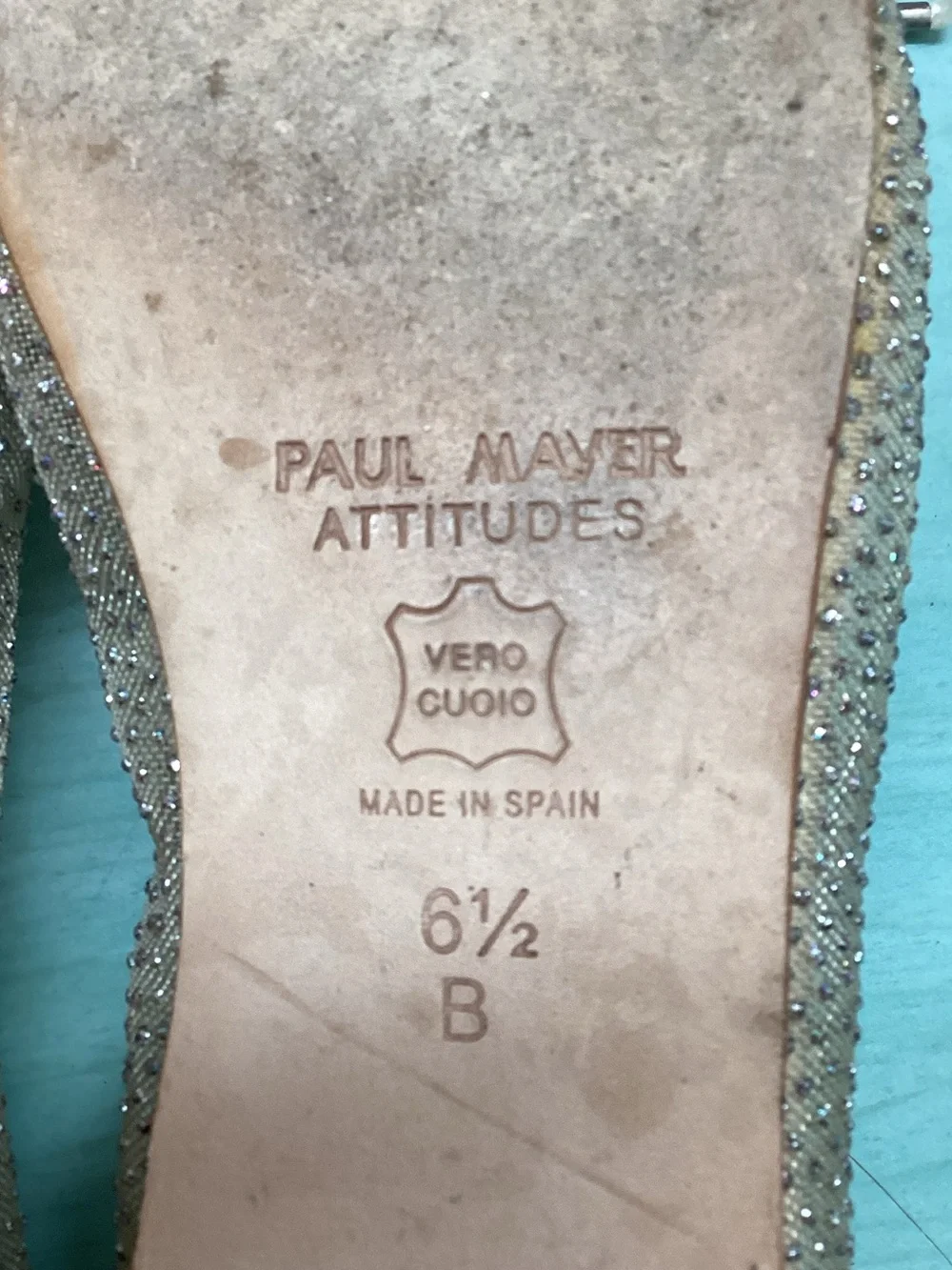 Paul Mayer Taupe Crystal Bow Ballet Flats - Picture 2 of 3